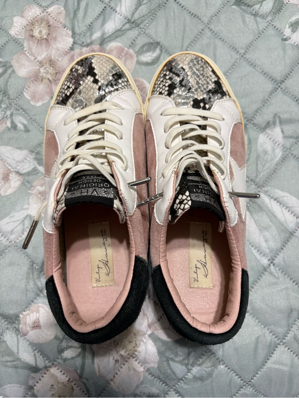 Vintage Havana Pink Suede & Snake-Print Lace-Up Sneakers